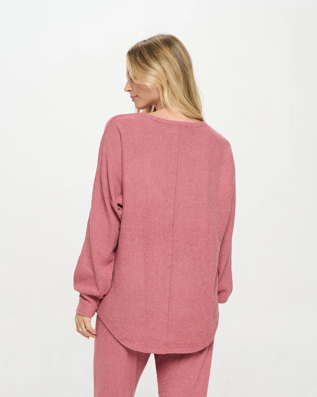 Luxe Brushed Rib Dolman High Low Top - Image 3
