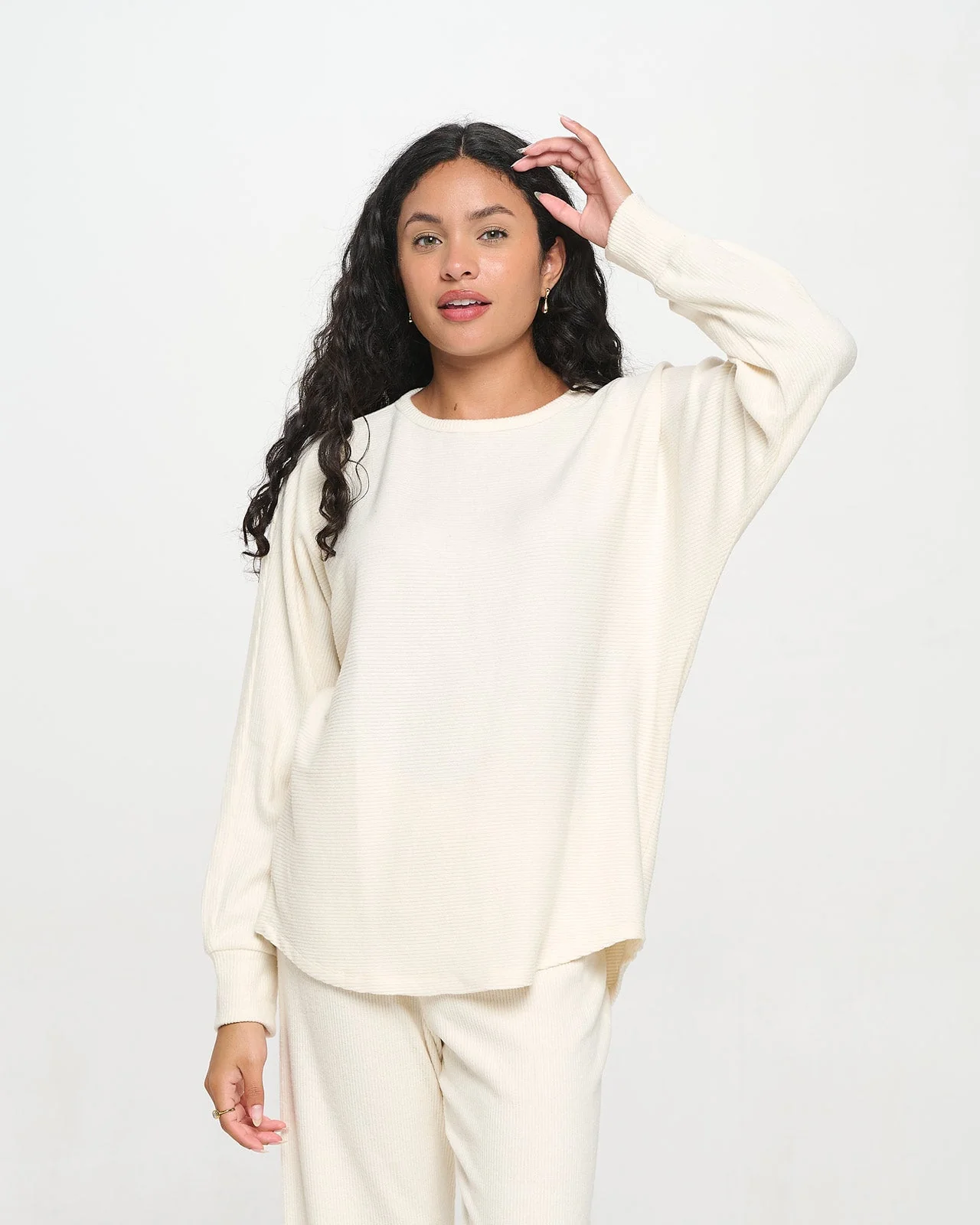 Luxe Brushed Rib Dolman High Low Top - Image 4