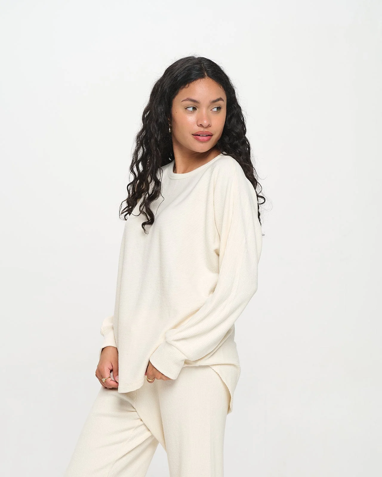 Luxe Brushed Rib Dolman High Low Top - Image 5