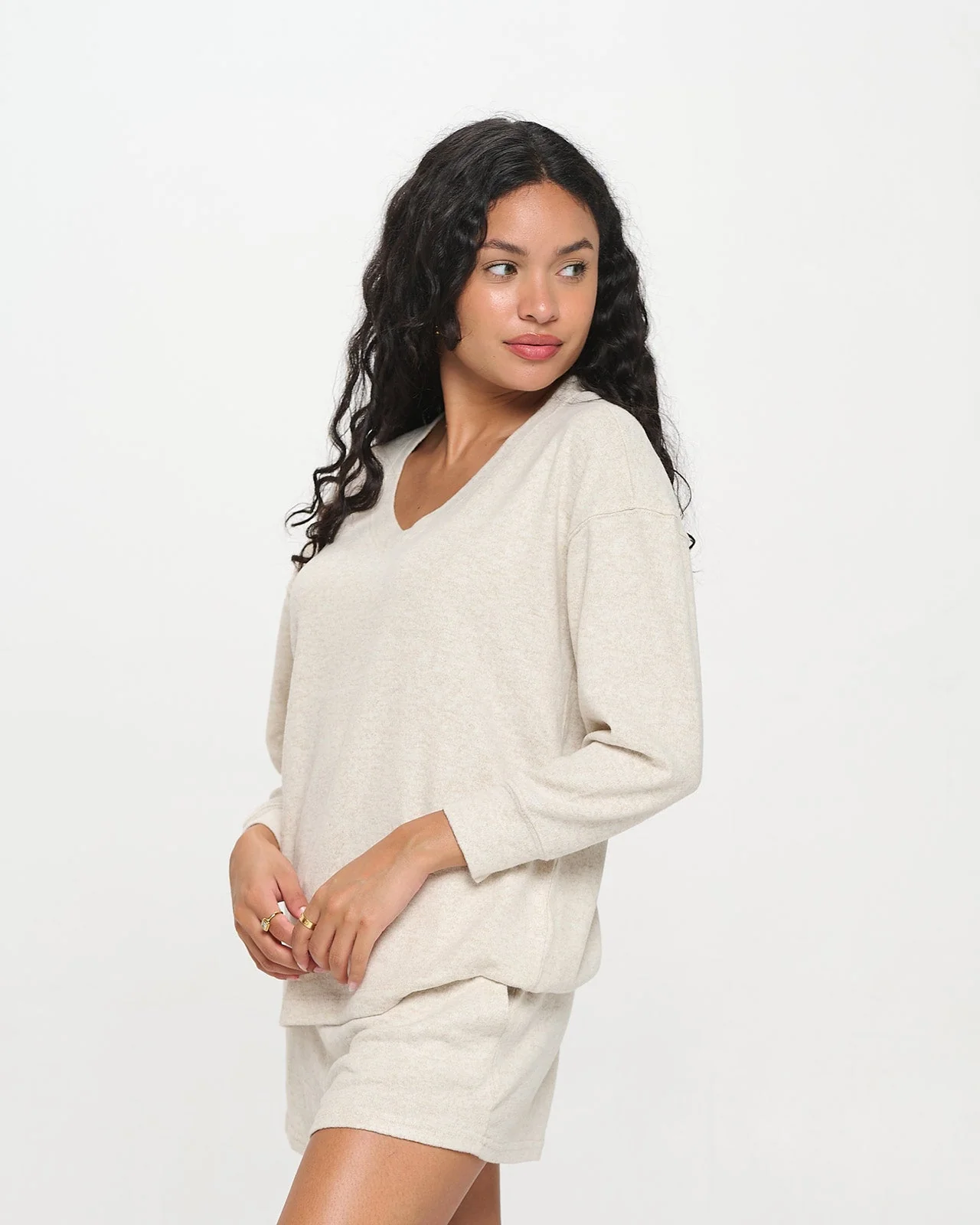 Luxe Brushed Swing V-Neck Top