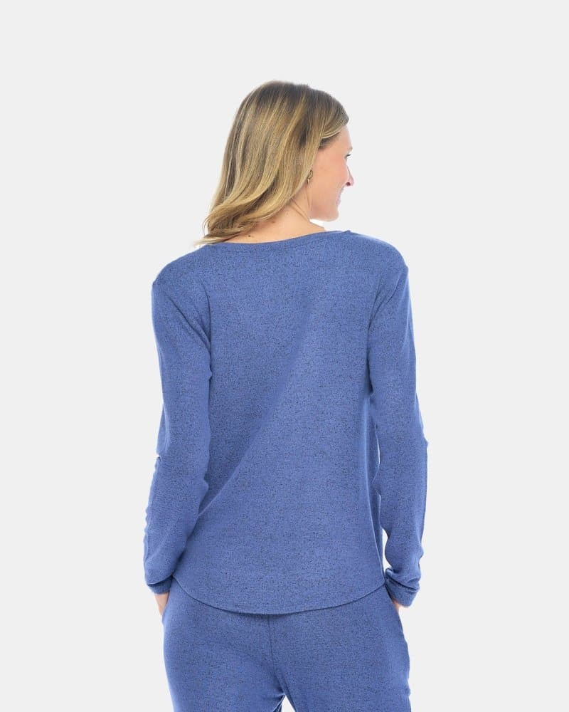Women's Brushed Long Sleeve Raglan V-Neck Lounge Top - Image 4